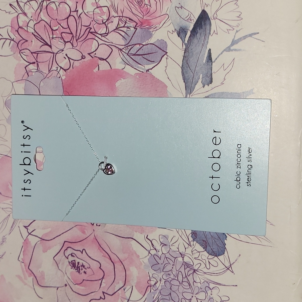 Itsy Bitsy Birthstone Cubic Zirconia Sterling Silver 18 Inch Cable Heart Pendant